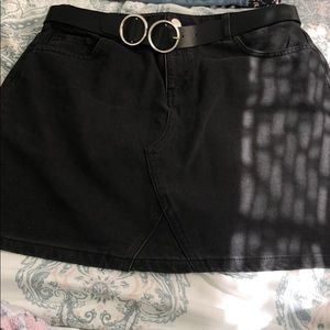 black skirt with belt